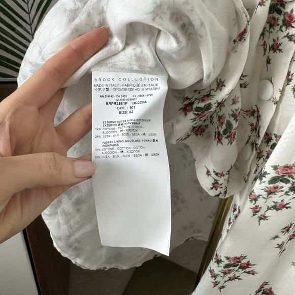 Brock Collection Womens Silk Cotton Floral Midi Skirt Button Pockets Italy - Picture 9 of 16